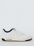 New Balance 80 Suede Blend Lace Up Trainers, White/Black