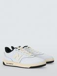 New Balance 80 Suede Blend Lace Up Trainers, White/Black