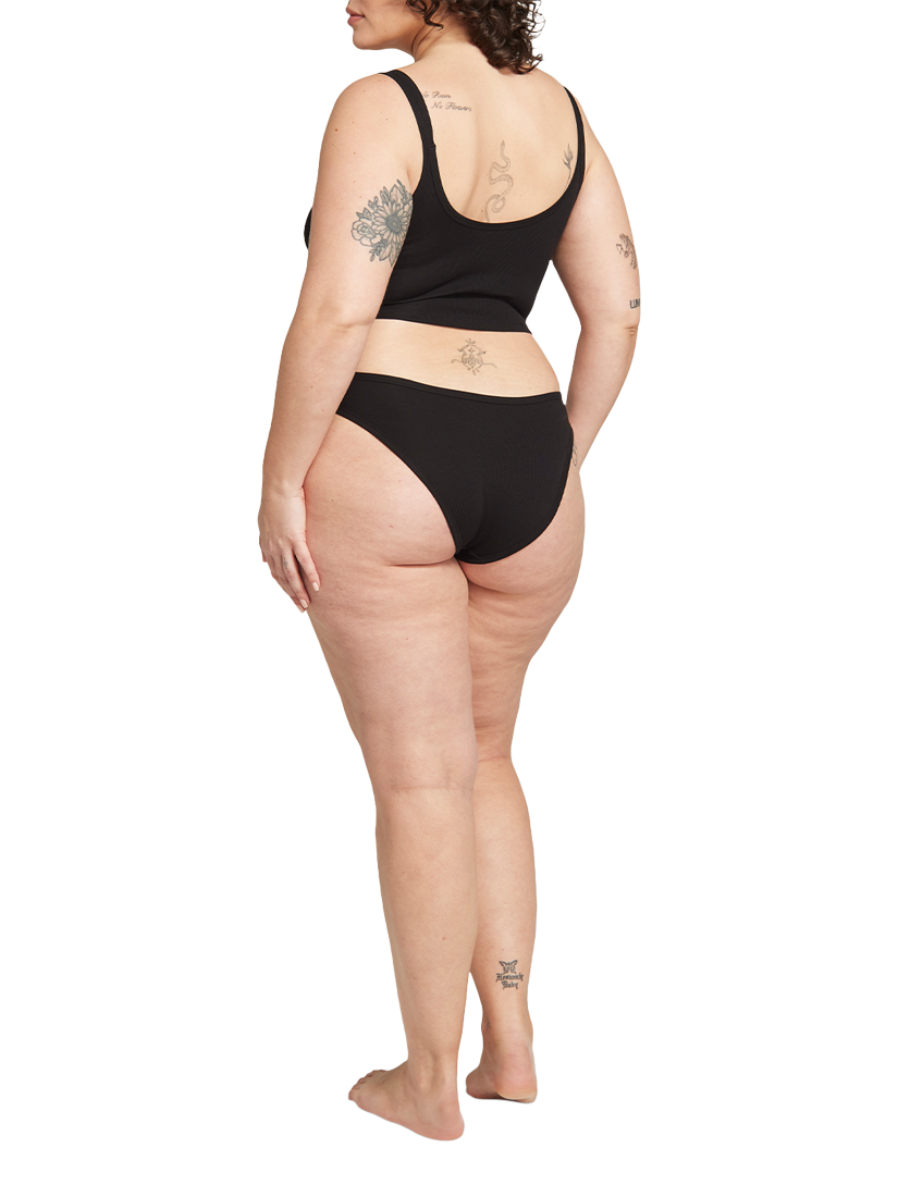 Product image 3 of 4, which shows Nudea Organic Cotton Mini Knickers, Pack of 2, Black, XS