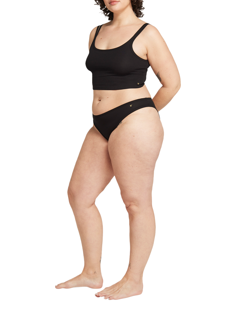 Product image 4 of 4, which shows Nudea Organic Cotton Mini Knickers, Pack of 2, Black, XS