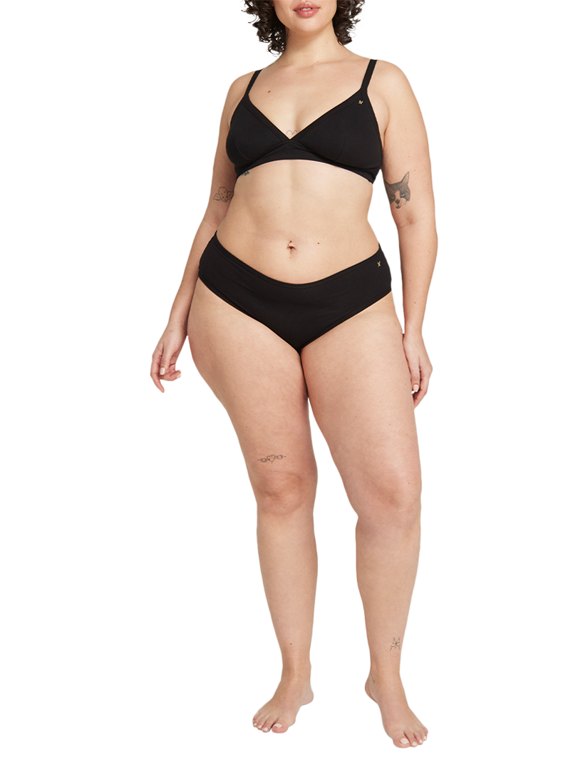 Product image 1 of 5, which shows Nudea Organic Cotton Full Knickers, Pack of 2, Black, XS