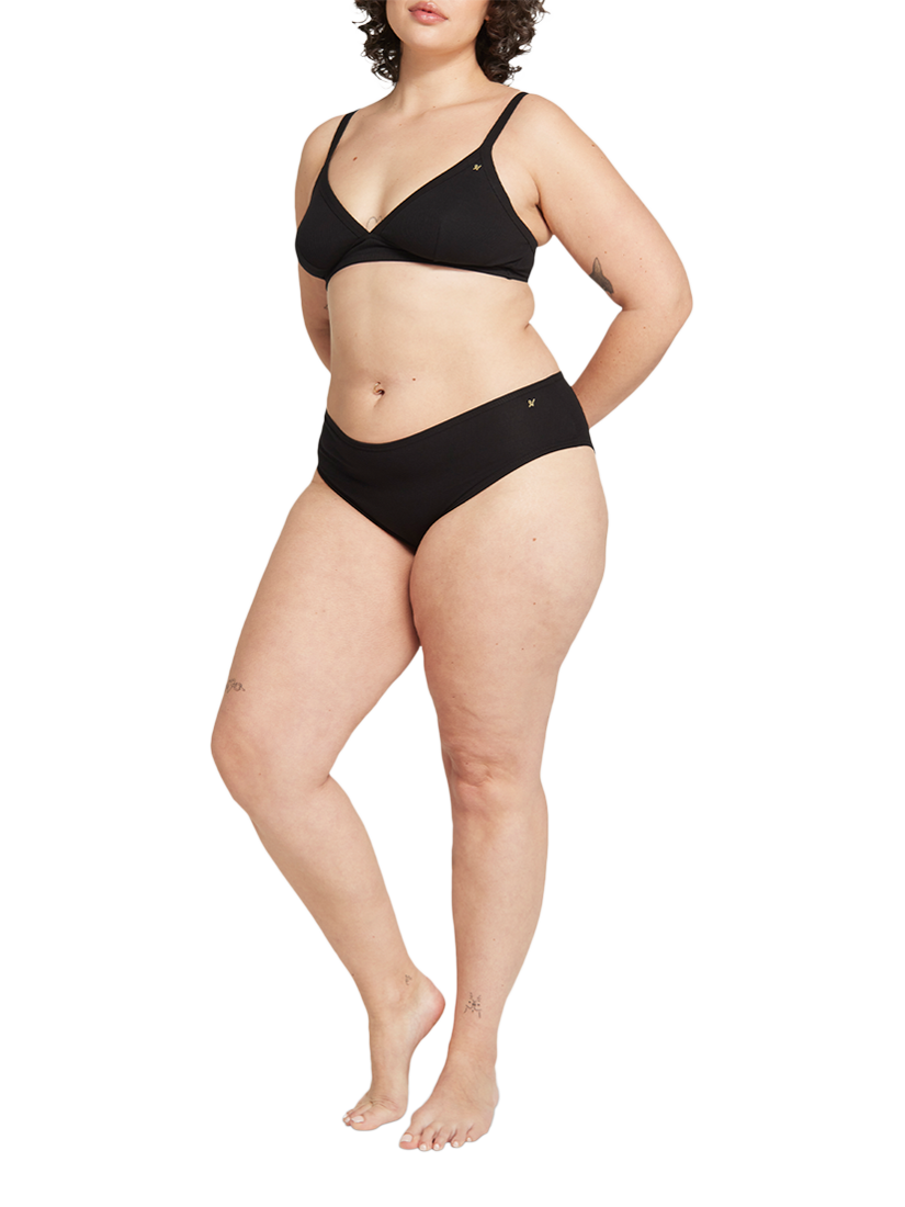 Product image 2 of 5, which shows Nudea Organic Cotton Full Knickers, Pack of 2, Black, XS