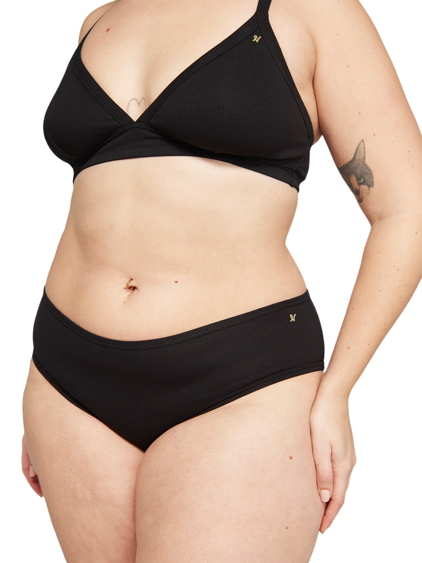 Product image 3 of 5, which shows Nudea Organic Cotton Full Knickers, Pack of 2, Black, XS