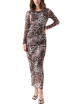 Ripe Savannah Animal Print Mesh Midi Bodycon Dress