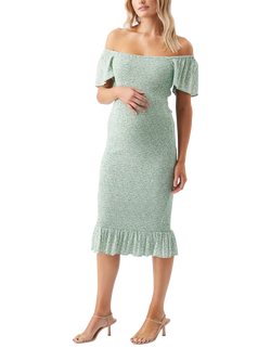 Ripe Selma Shirred Maternity Midi Bodycon Dress - view 2, Pistachio