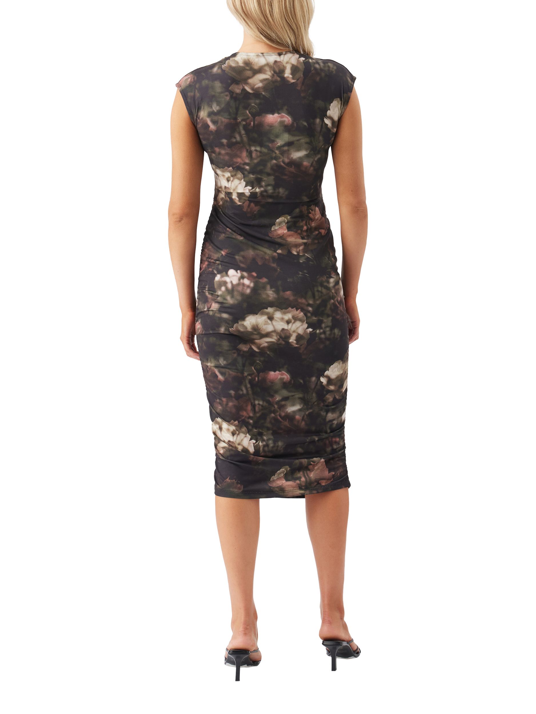 Product image 3 of 6, which shows Ripe Vella Abstract Print Midi Nursing Dress, Black, XS