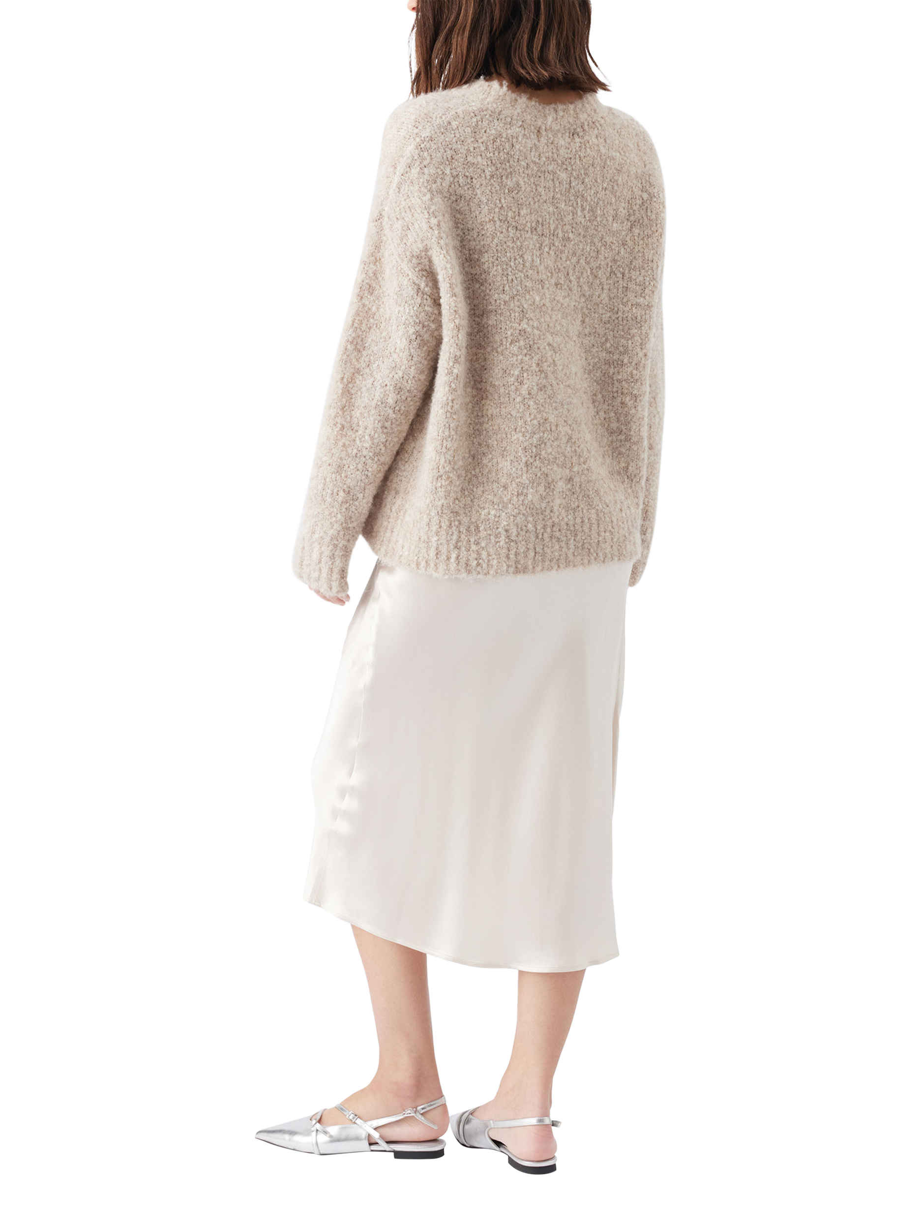 Product image 2 of 4, which shows Ripe Crystal Bias Cut Satin Maternity Skirt, Oyster, XS