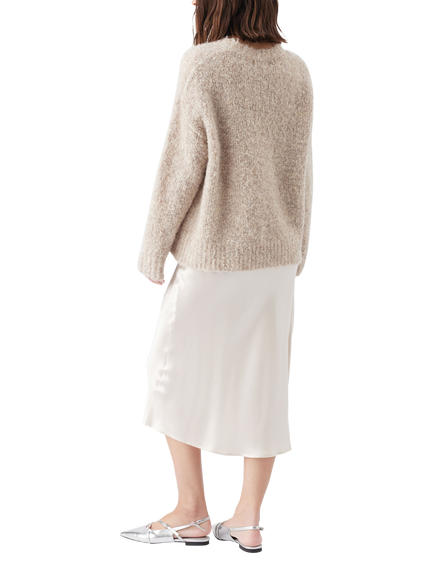 Ripe Crystal Bias Cut Satin Maternity Skirt, Oyster - view 2, Oyster