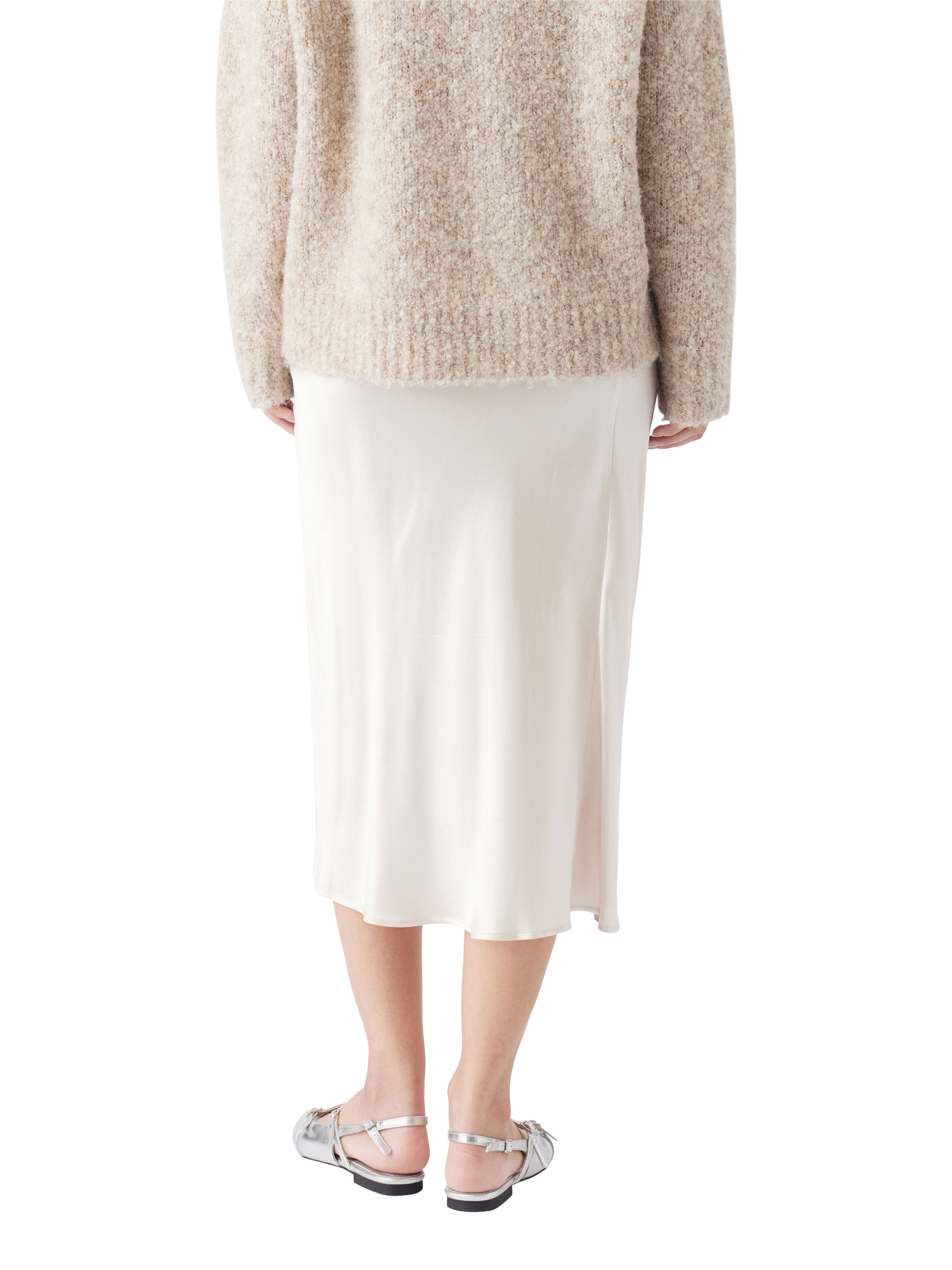 Product image 4 of 4, which shows Ripe Crystal Bias Cut Satin Maternity Skirt, Oyster, XS