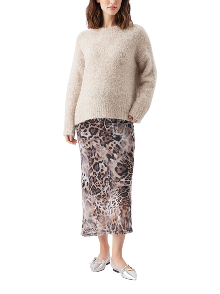 Ripe Savannah Animal Print Mesh Marenity Midi Skirt - view 2, Latte