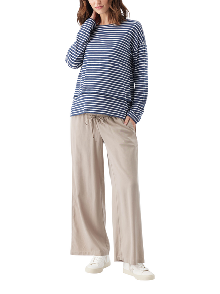 Ripe Claudette Stripe Nursing Top, Ink/White
