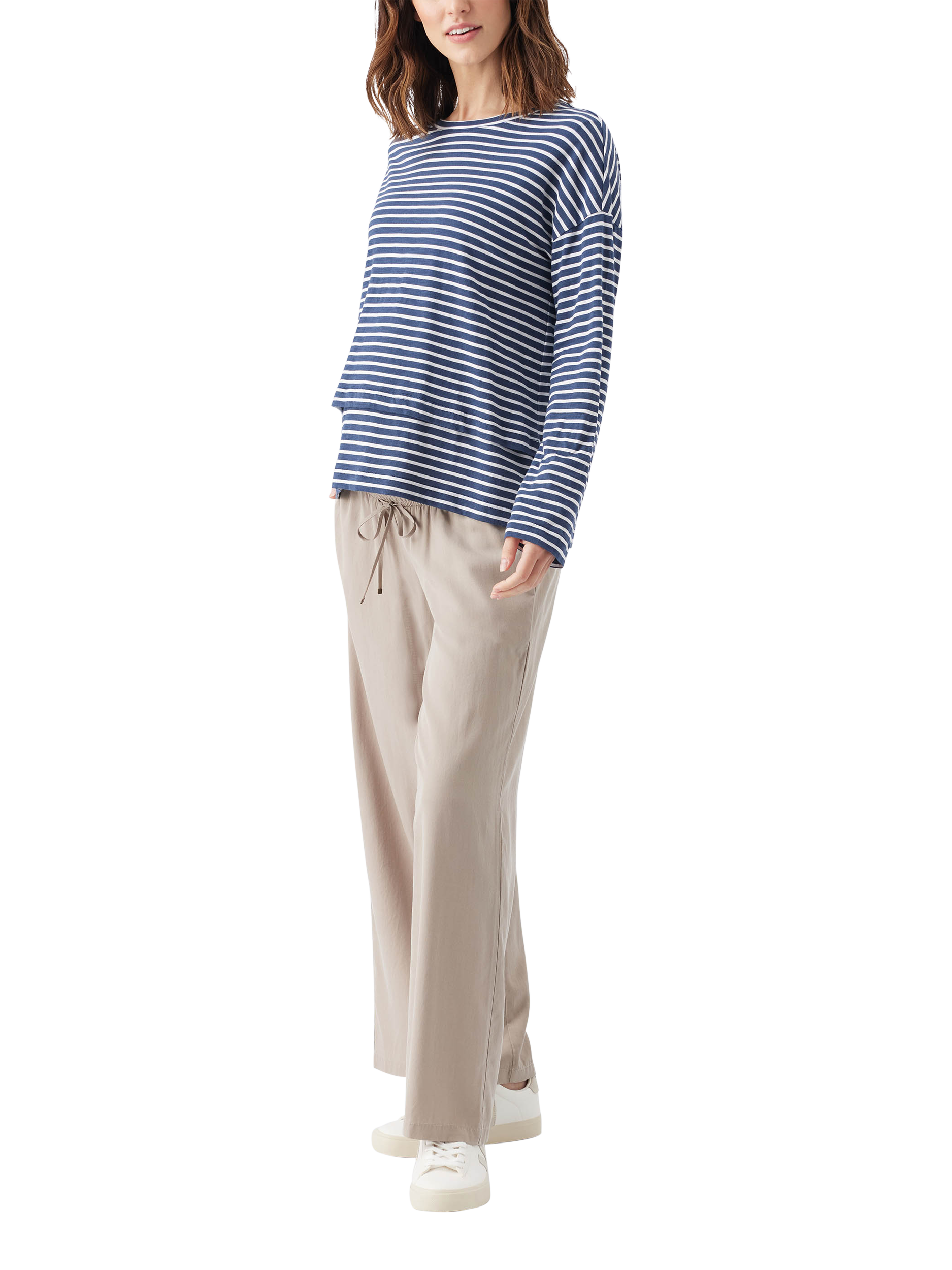 Product image 2 of 7, which shows Ripe Claudette Stripe Nursing Top, Ink/White, XS