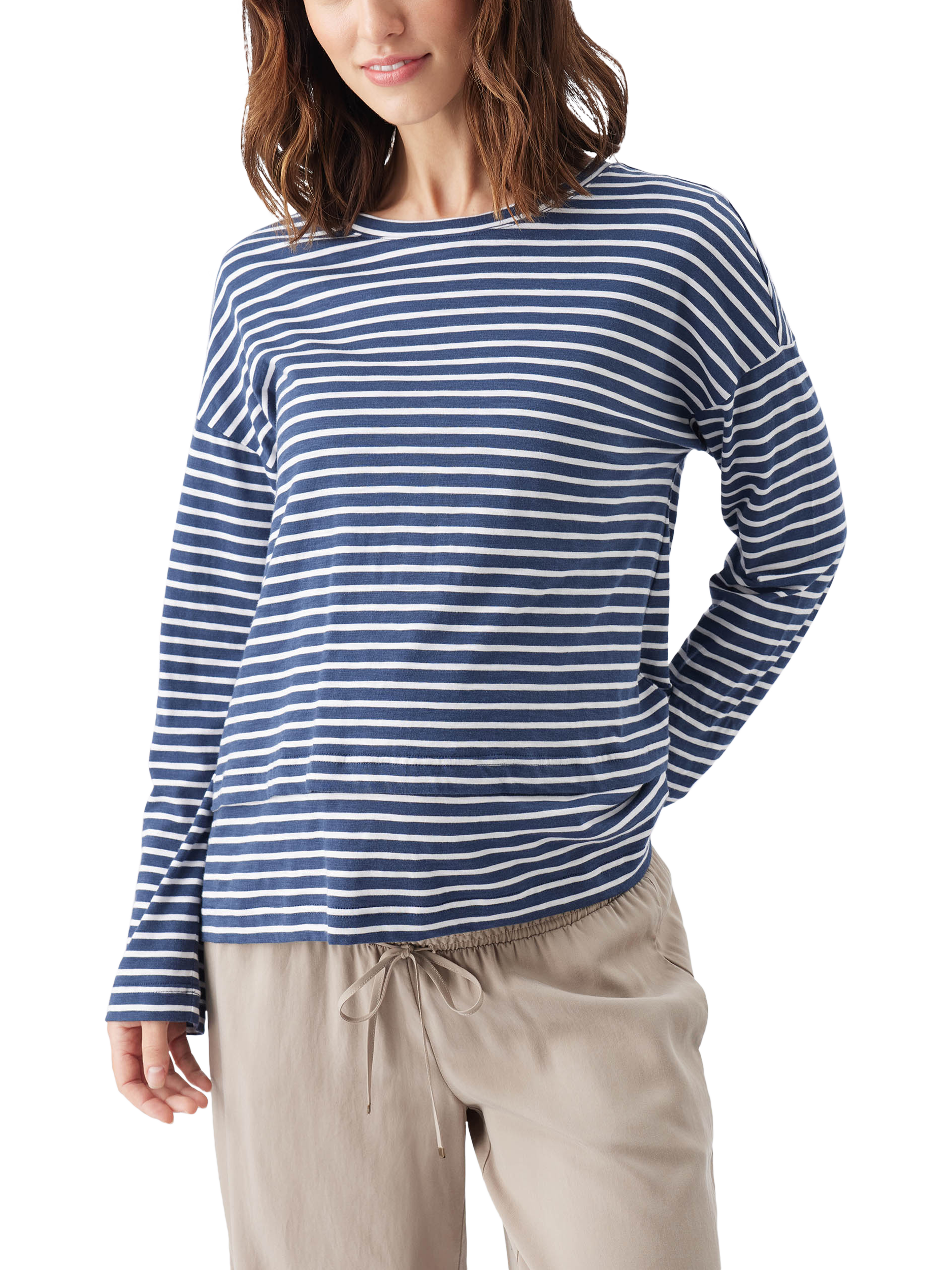 Product image 5 of 7, which shows Ripe Claudette Stripe Nursing Top, Ink/White, XS