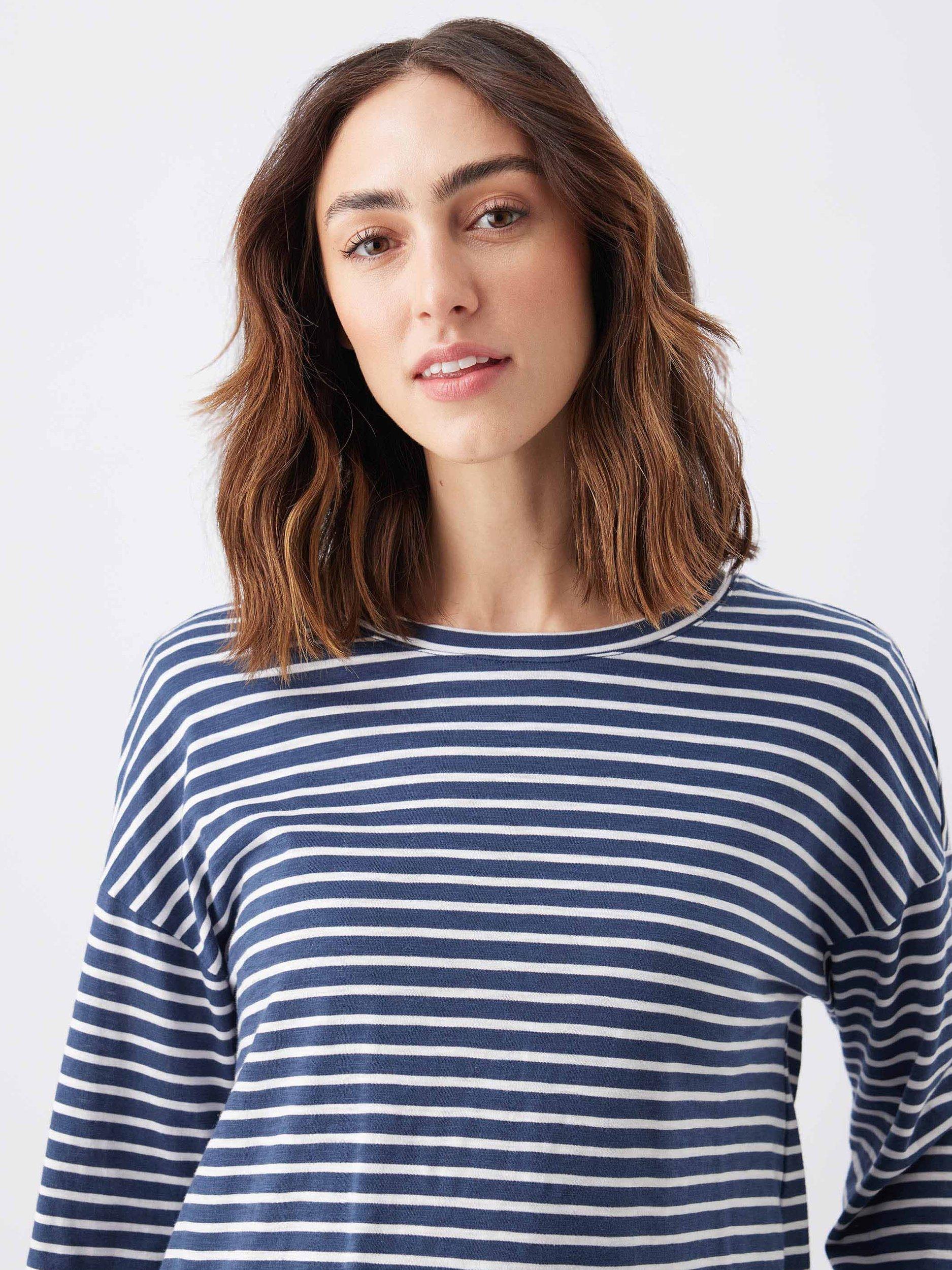 Product image 7 of 7, which shows Ripe Claudette Stripe Nursing Top, Ink/White, XS