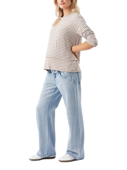 Ripe Claudette Stripe Nursing Top - view 2, Taupe/White