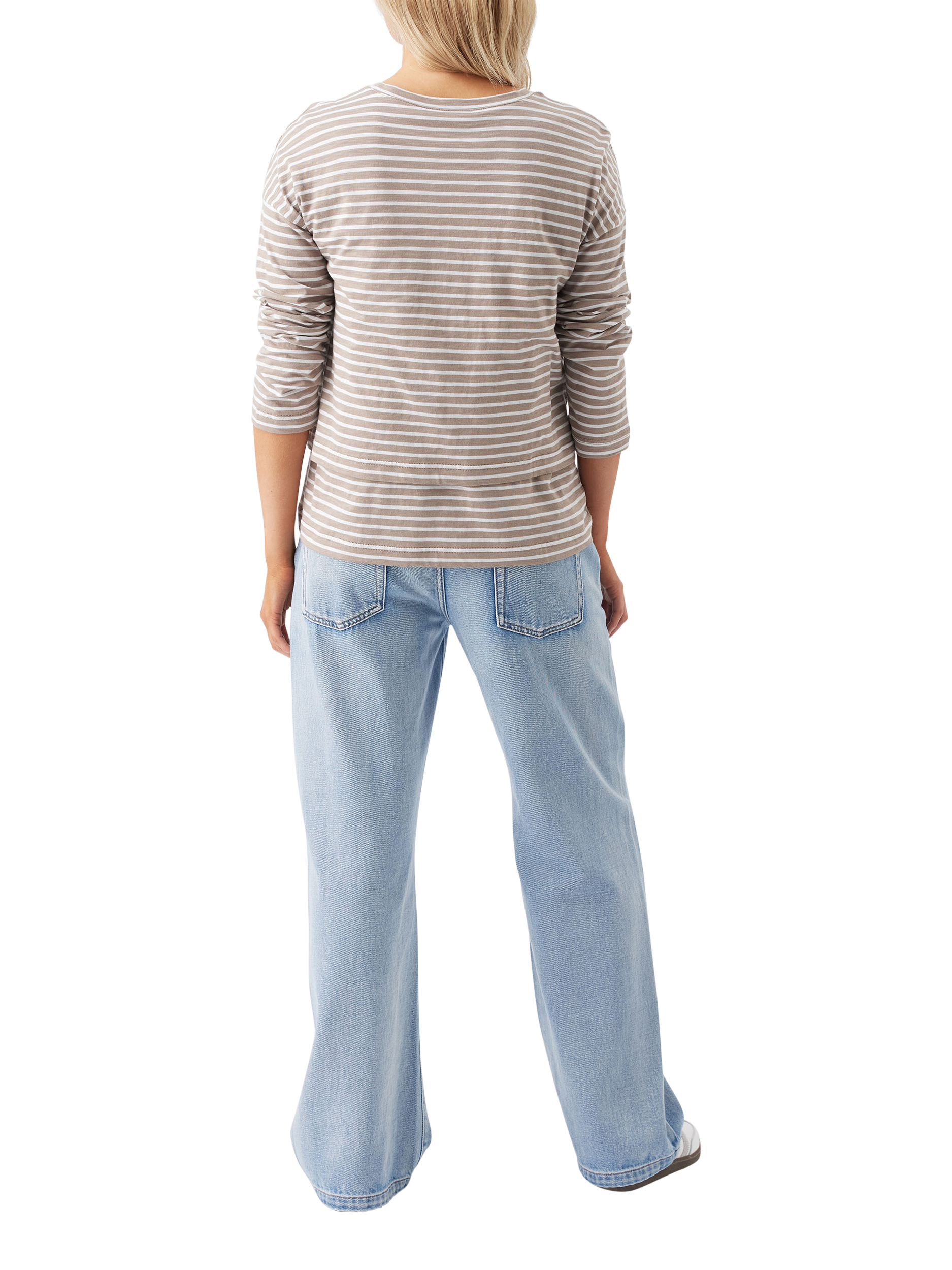 Product image 4 of 6, which shows Ripe Claudette Stripe Nursing Top, Taupe/White, XS