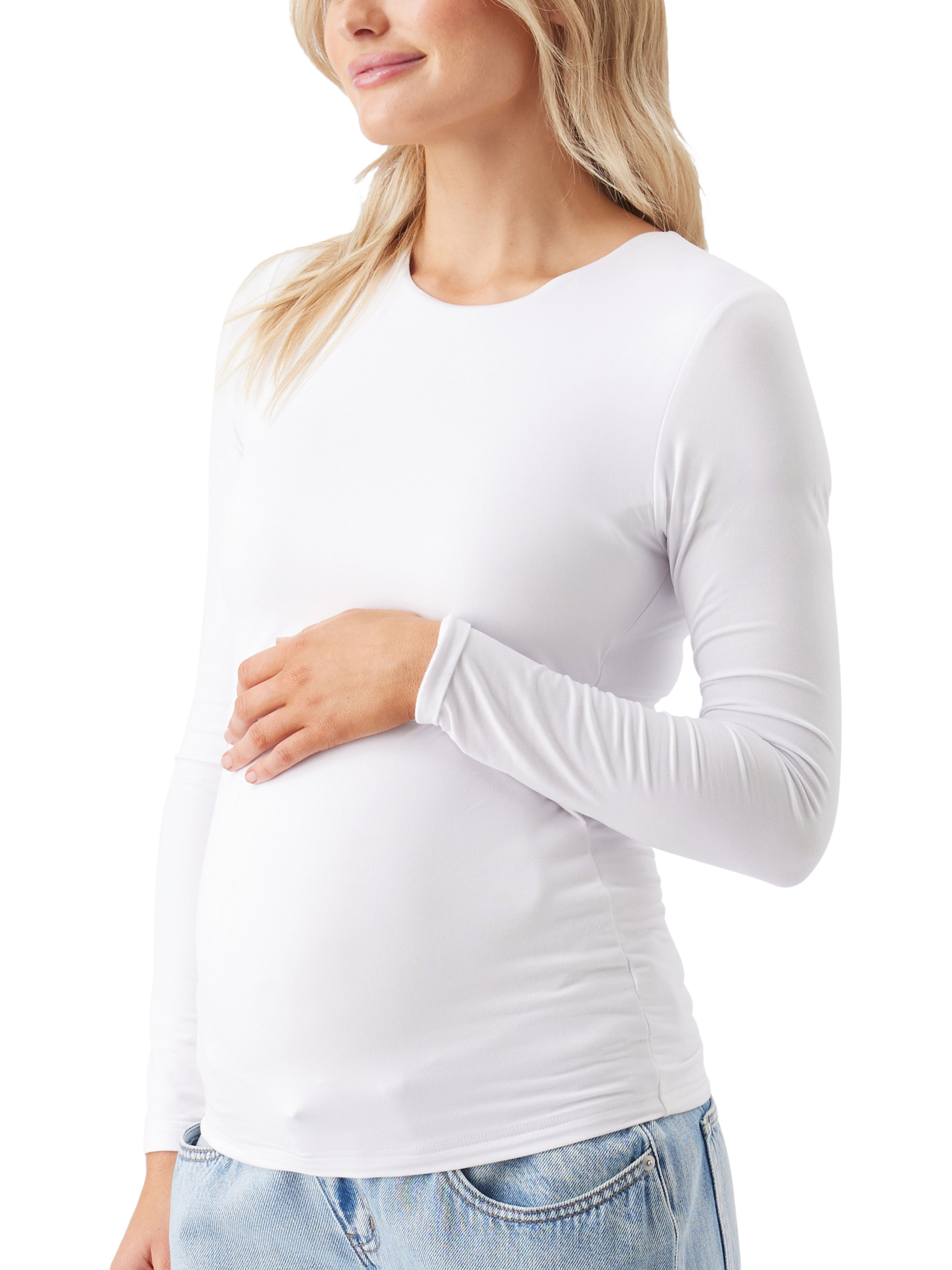 Product image 3 of 5, which shows Ripe Luxe Knit Nursing Top, White, XS
