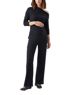 Ripe Off-Shoulder Rib Maternity Top, Black - view 2, Black