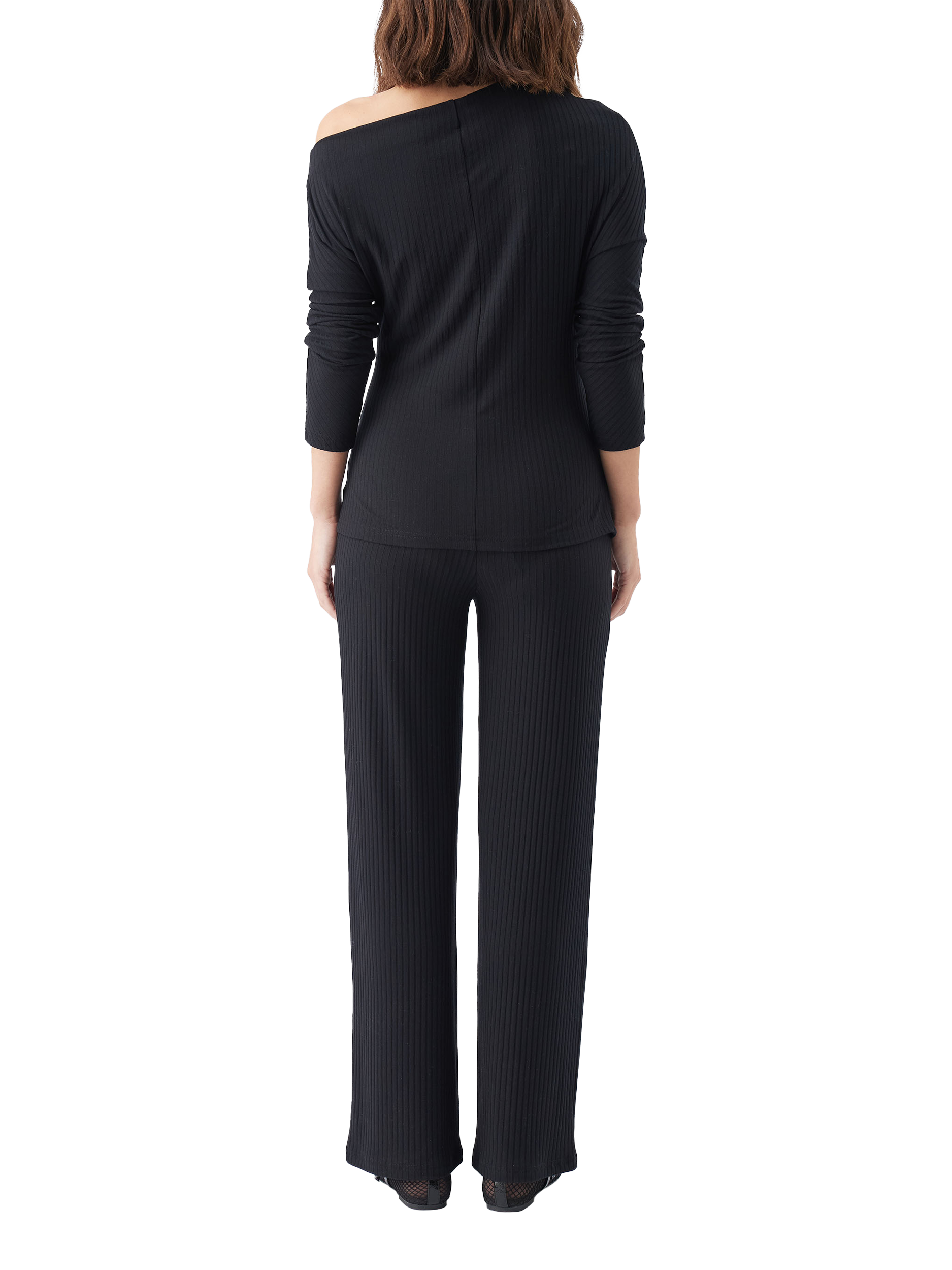 Product image 5 of 7, which shows Ripe Off-Shoulder Rib Maternity Top, Black, XS