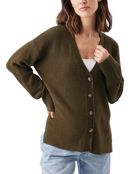 Ripe Tully Knitted V-Neck Cardigan - view 2, Khaki