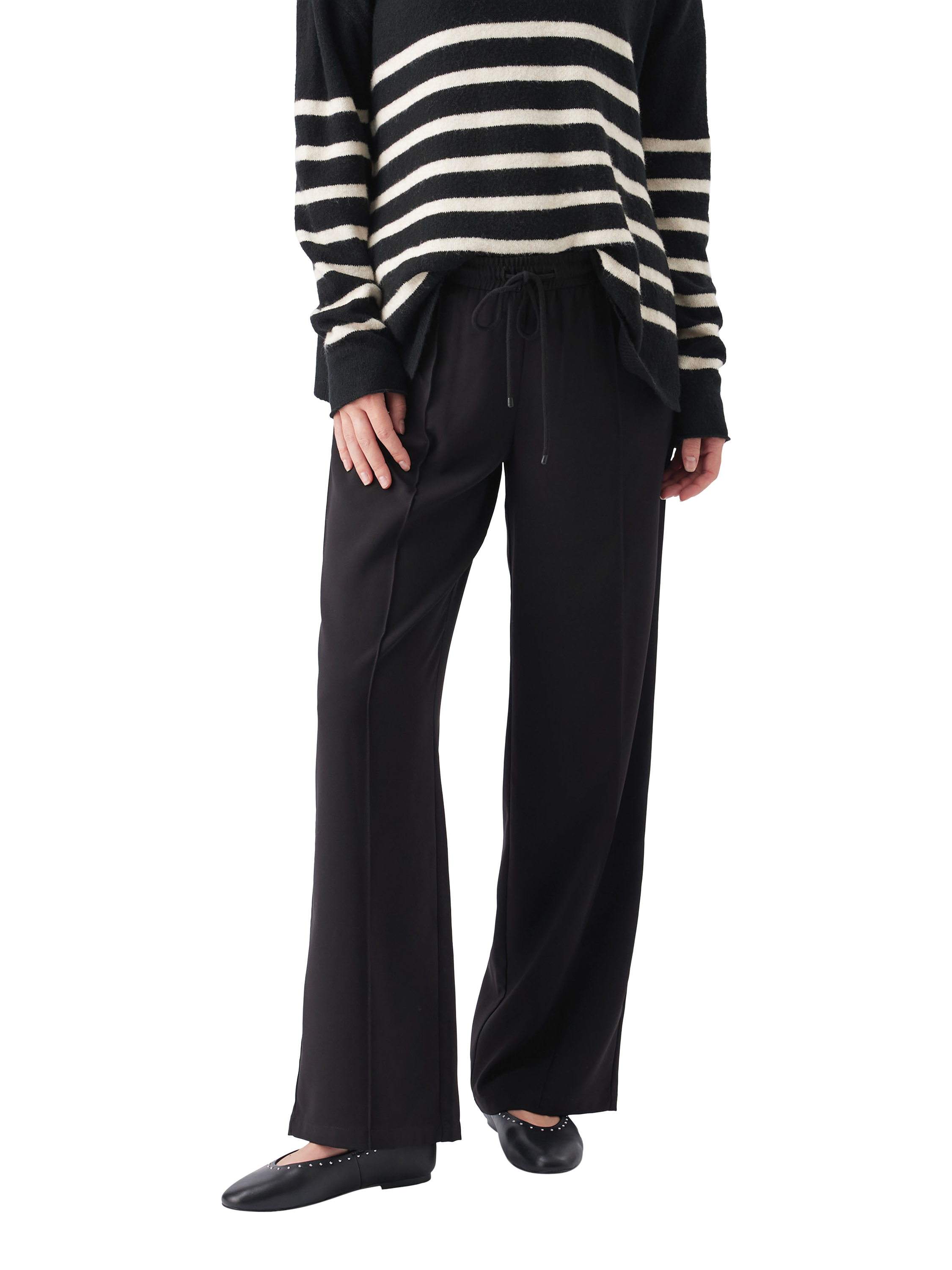 Product image 2 of 5, which shows Ripe Alexa Pull-On Wide Leg Trousers, Black, XS