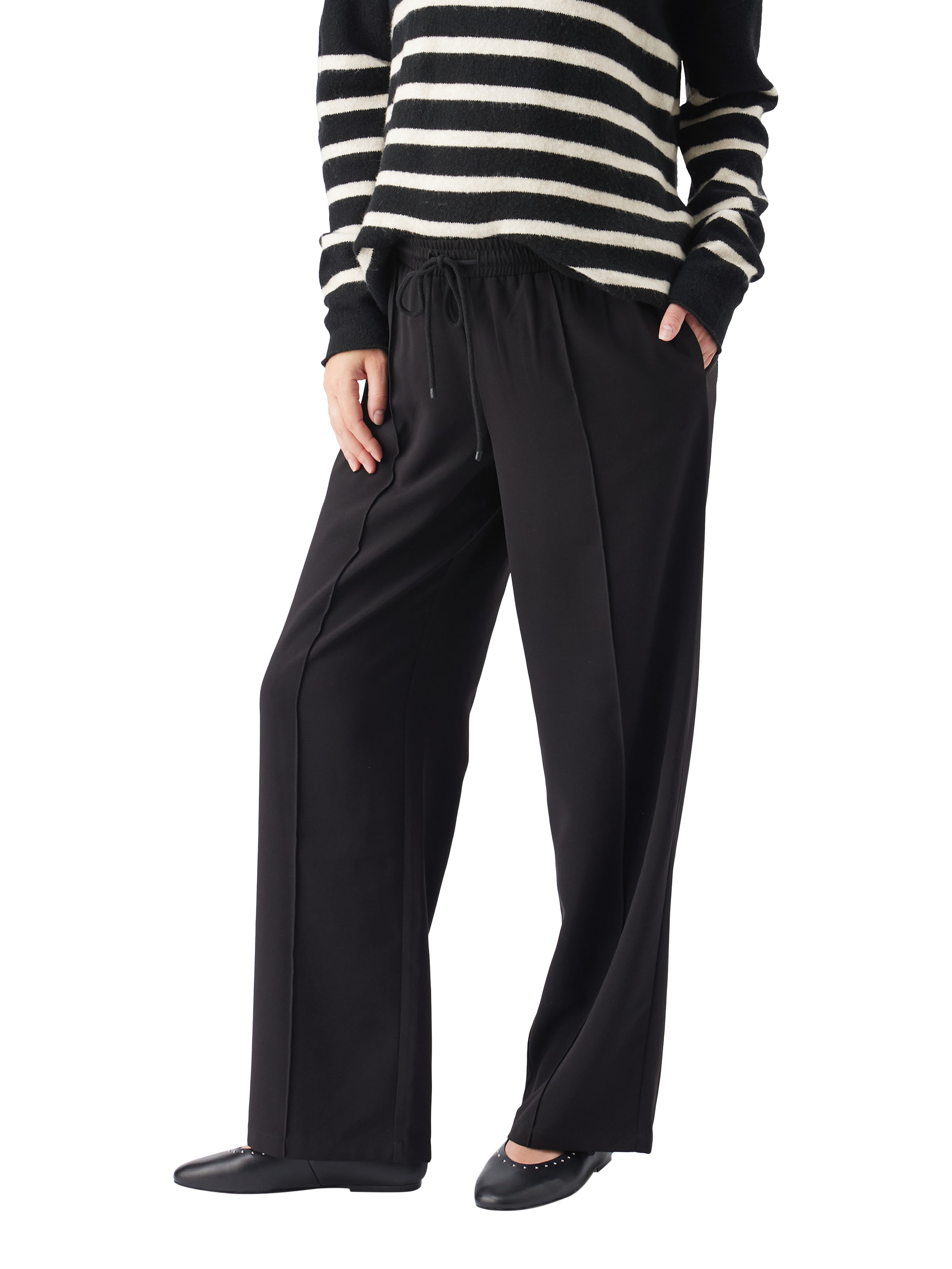Product image 3 of 5, which shows Ripe Alexa Pull-On Wide Leg Trousers, Black, XS