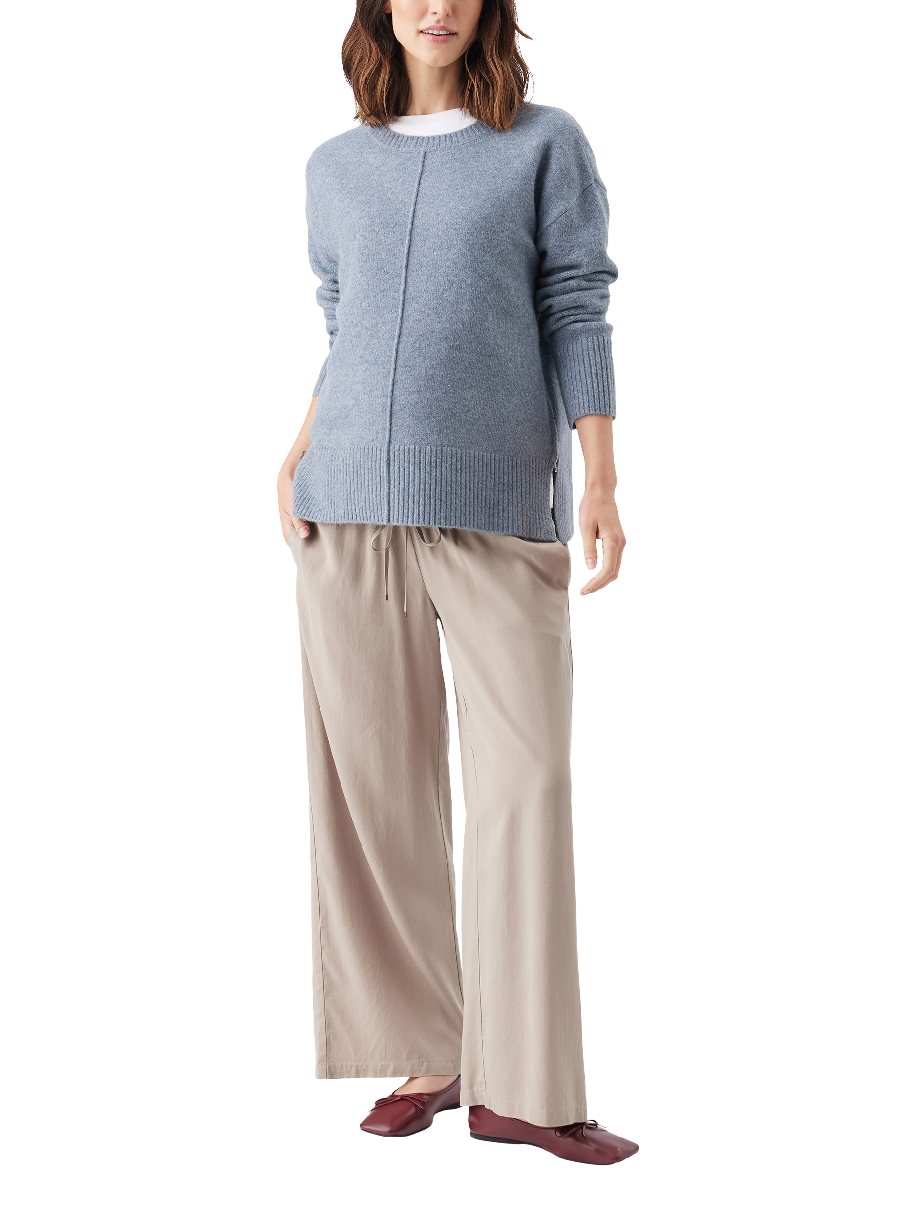 Product image 1 of 5, which shows Ripe Wide Leg Classic Tencel Pant, Taupe, XS