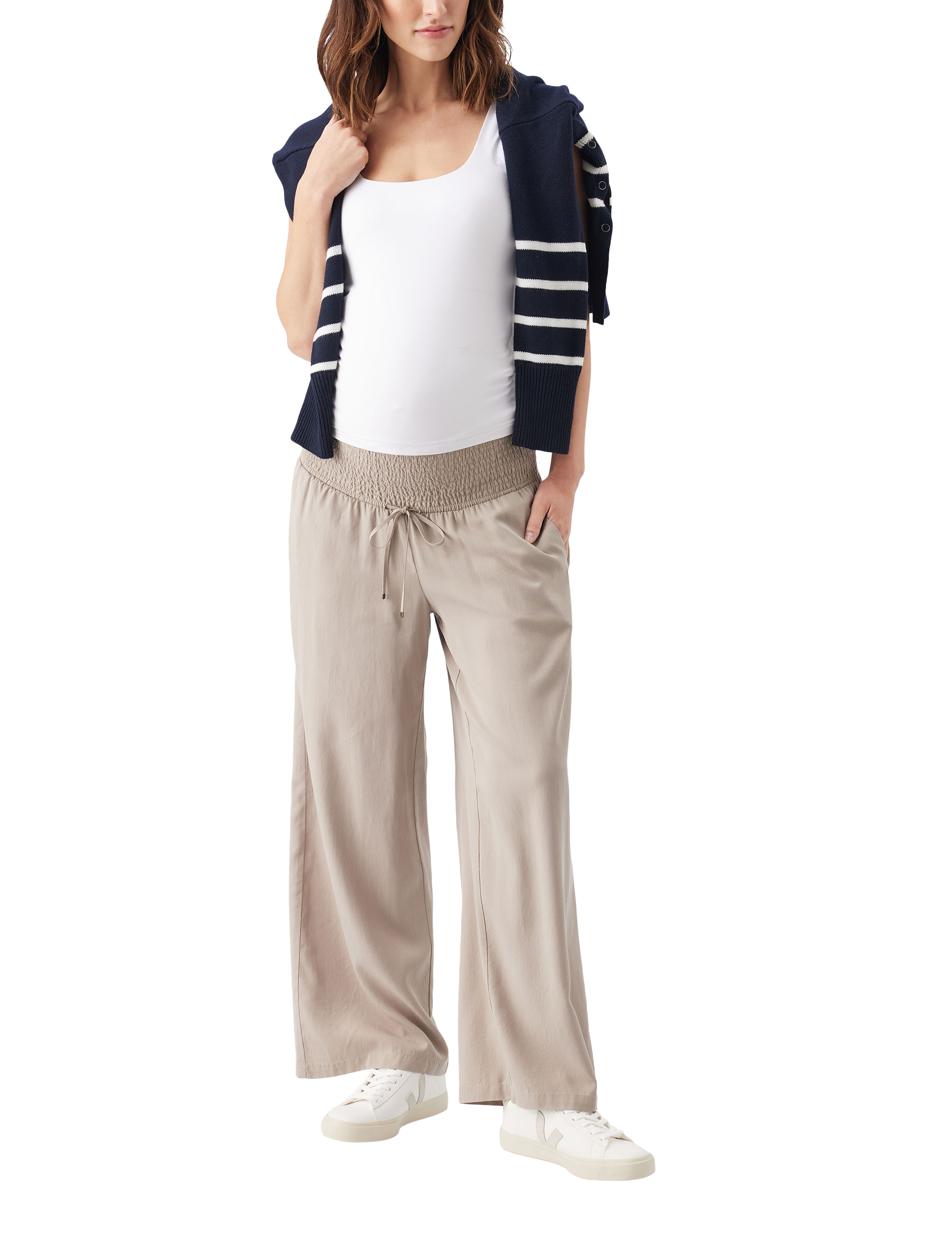 Product image 2 of 5, which shows Ripe Wide Leg Classic Tencel Pant, Taupe, XS
