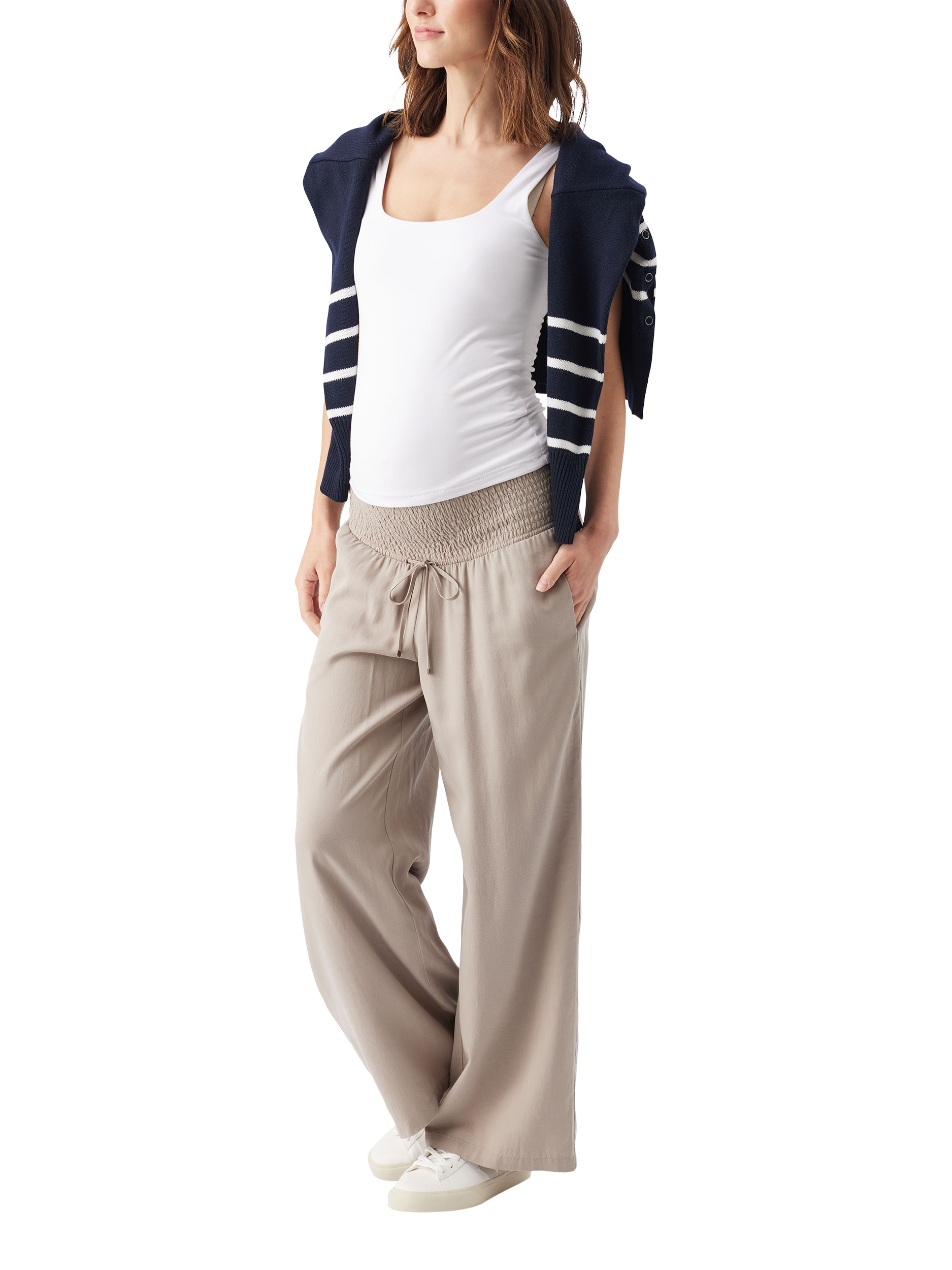 Product image 3 of 5, which shows Ripe Wide Leg Classic Tencel Pant, Taupe, XS