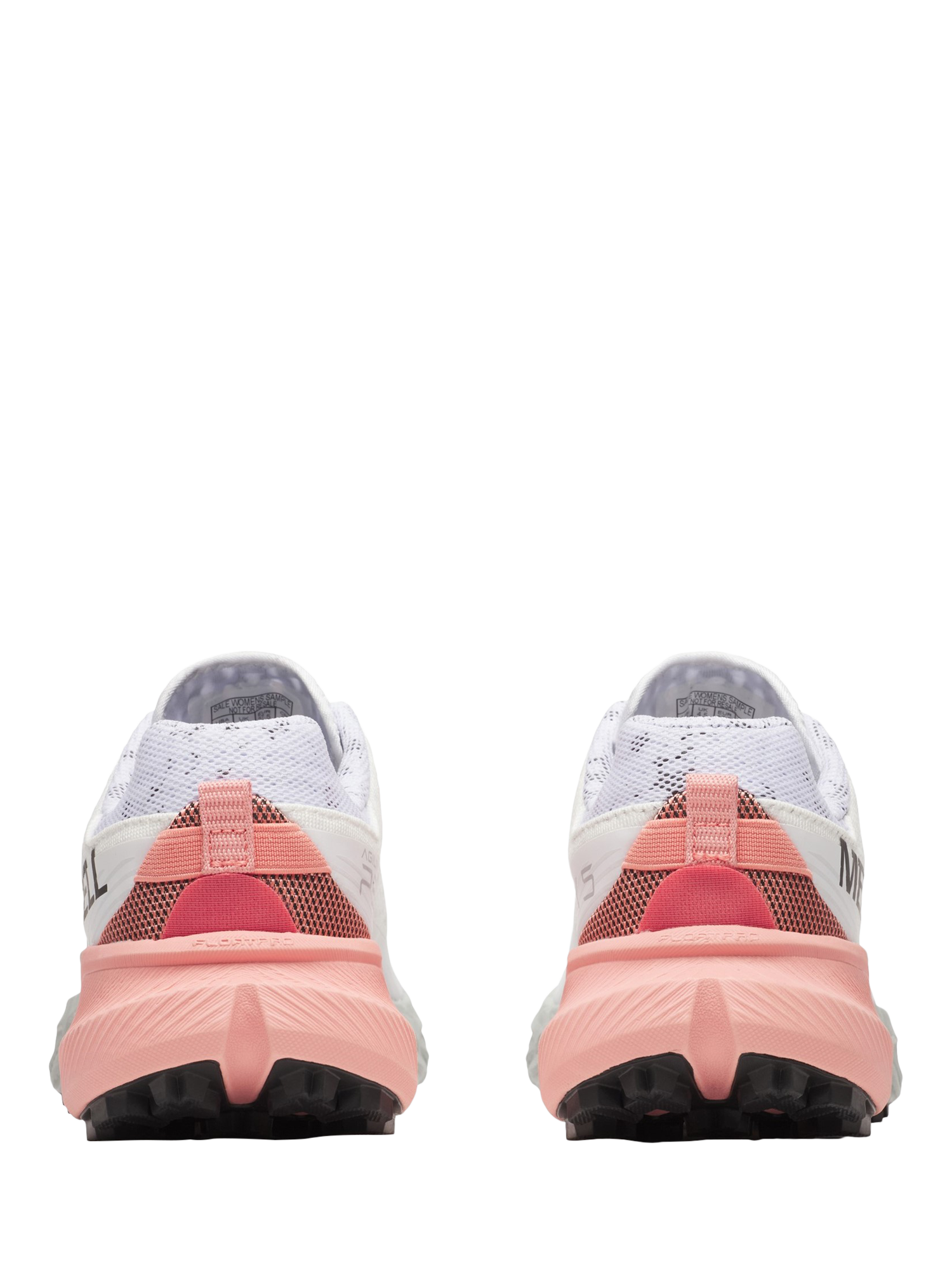 Product image 3 of 5, which shows Merrell Agility Peak 5 Lace Up Trainers, White/Soft Coral, 4