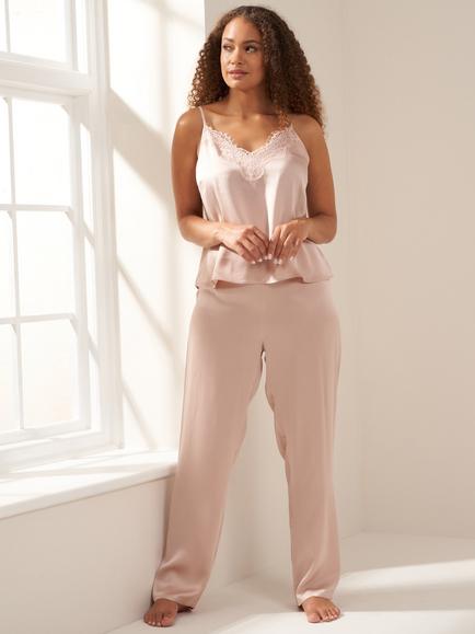 Truly Pure Silk Cami Long Pyjama Set, Midnight, Blush