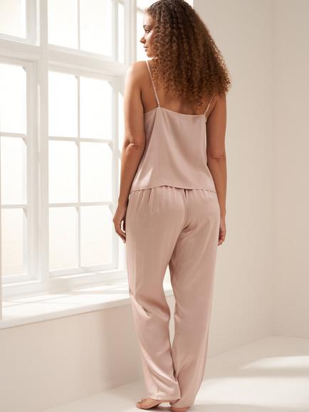 Truly Pure Silk Cami Long Pyjama Set, Midnight - view 2, Blush