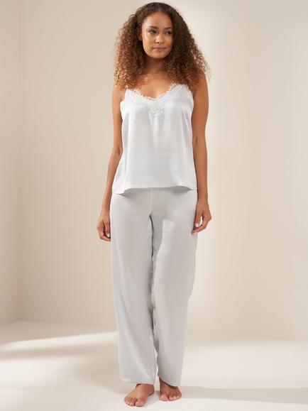 Truly Pure Silk Cami Long Pyjama Set, Midnight, Dusty Blue