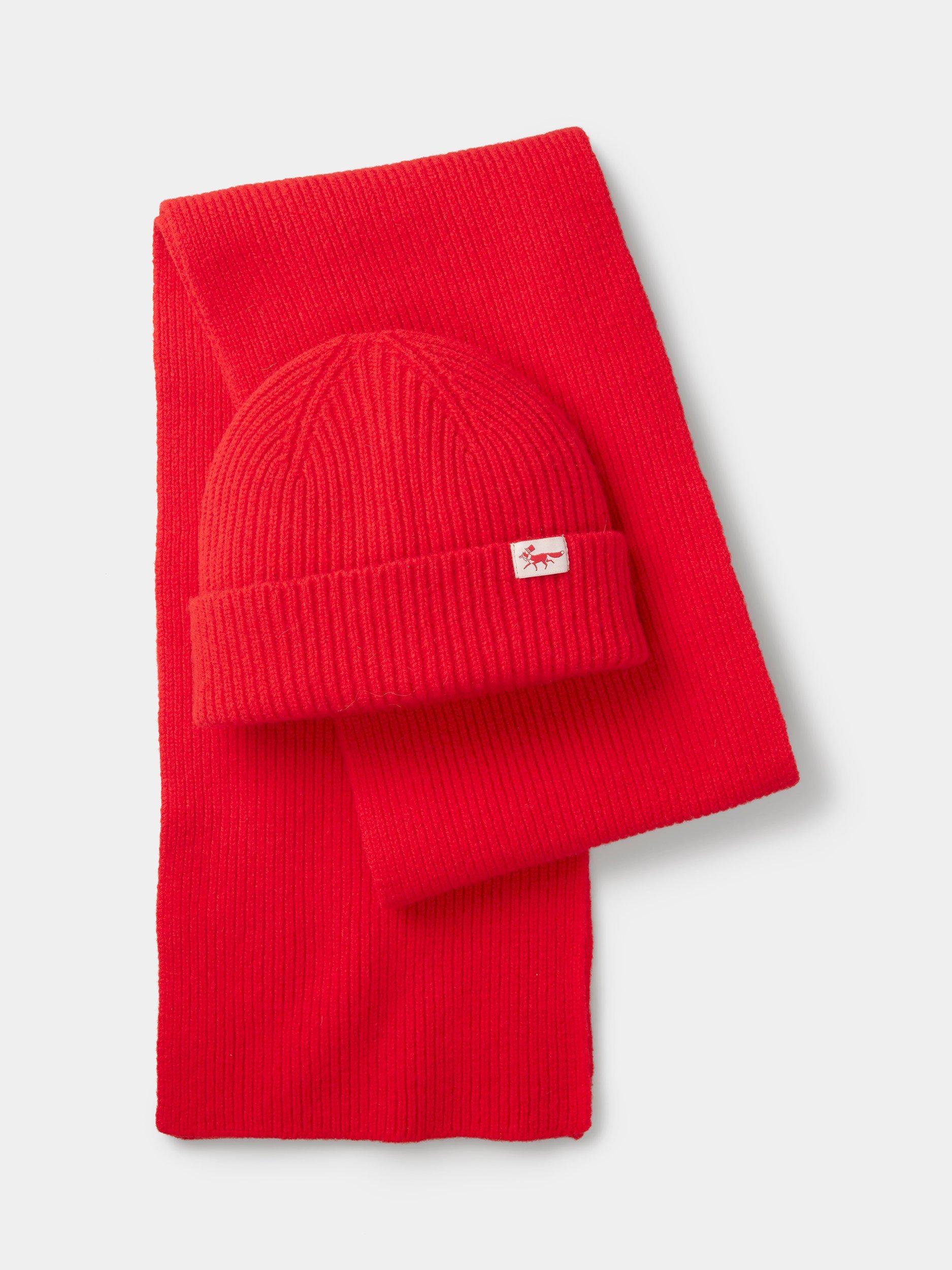 Aubin Pure Wool Hat and Scarf Set, Red