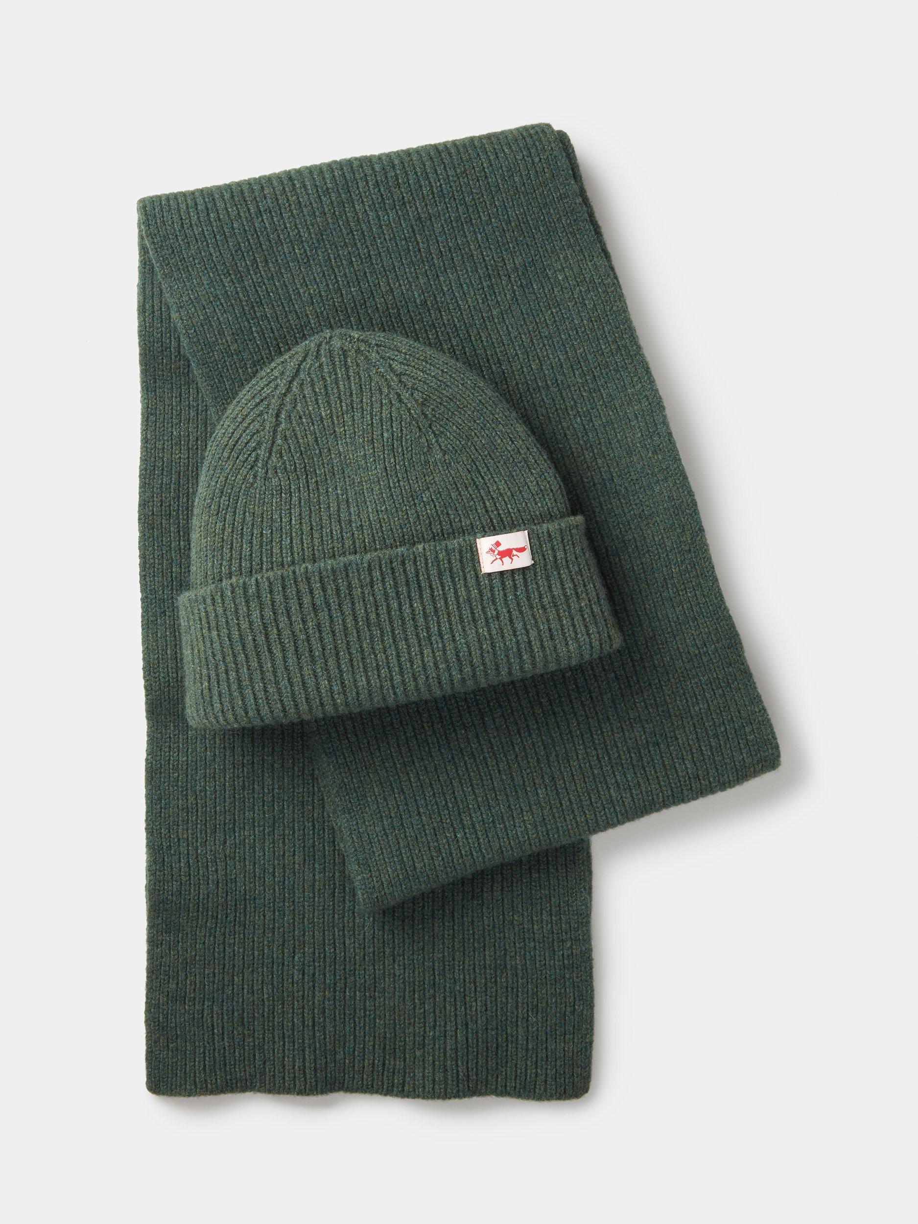 Product image 1 of 1, which shows Aubin Pure Wool Hat and Scarf Set, Khaki
