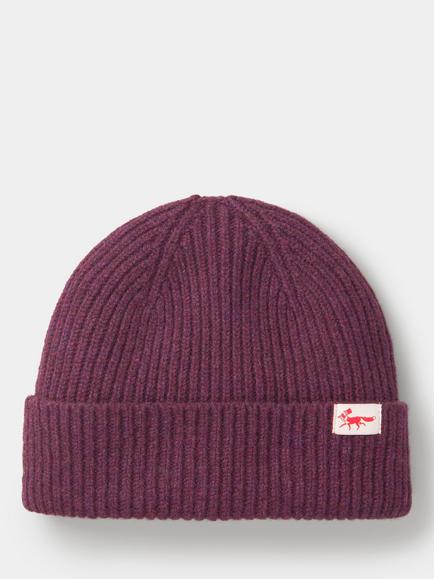 Aubin Denby Lambswool Knit Beanie Hat, Purple
