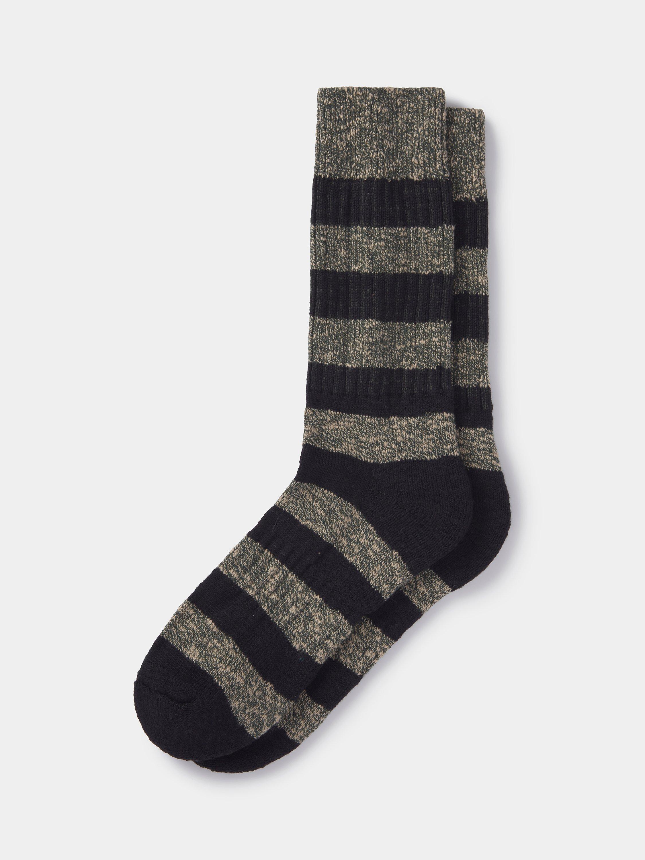 Product image 1 of 1, which shows Aubin Dale Twist Stripe Cotton Blend Socks, Khaki/Multi, M