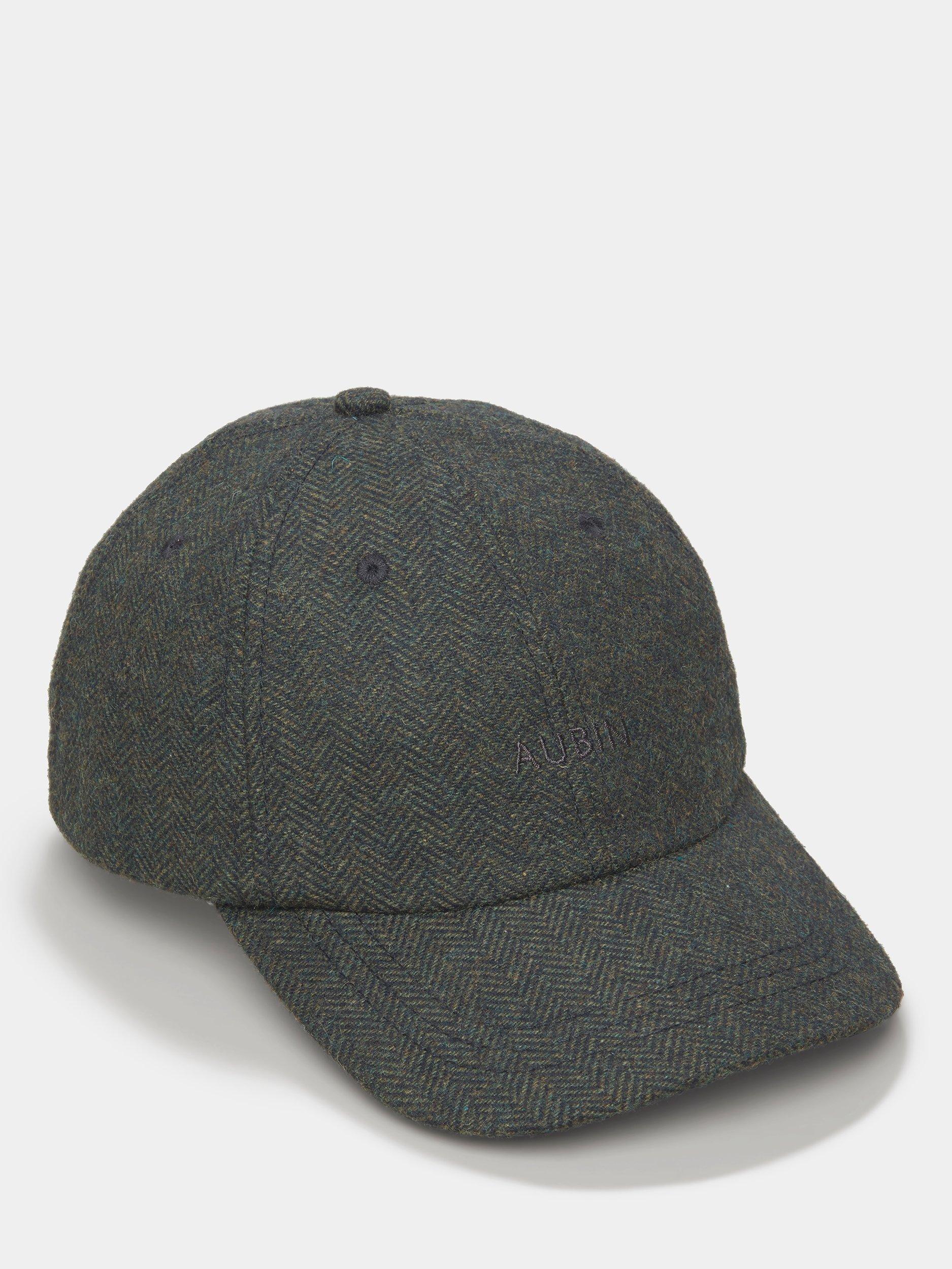 Aubin Hopkins Wool Herringbone Cap, Green