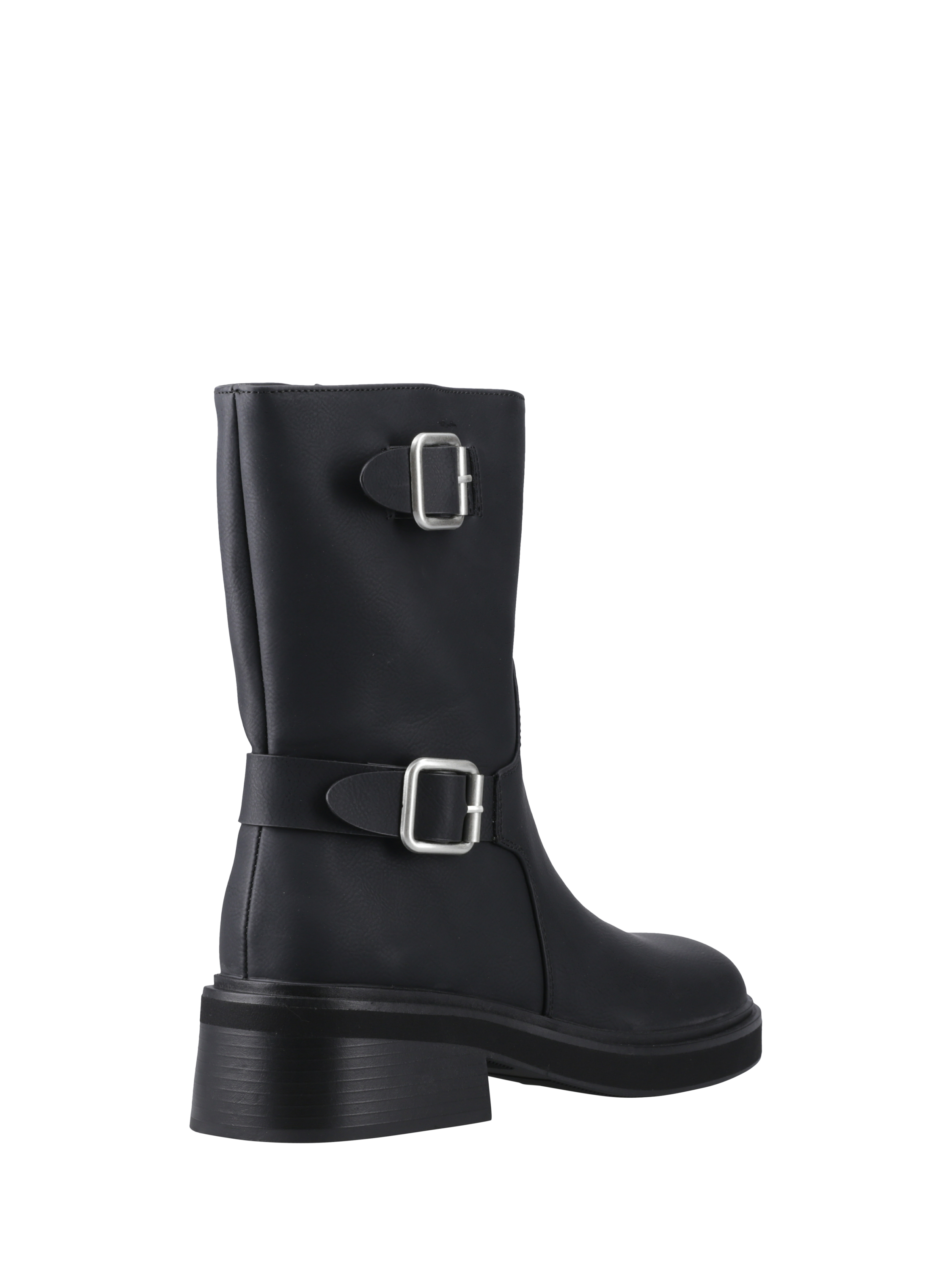 Product image 3 of 5, which shows ONLY Butter Block Heel Calf Boots, Black, 3
