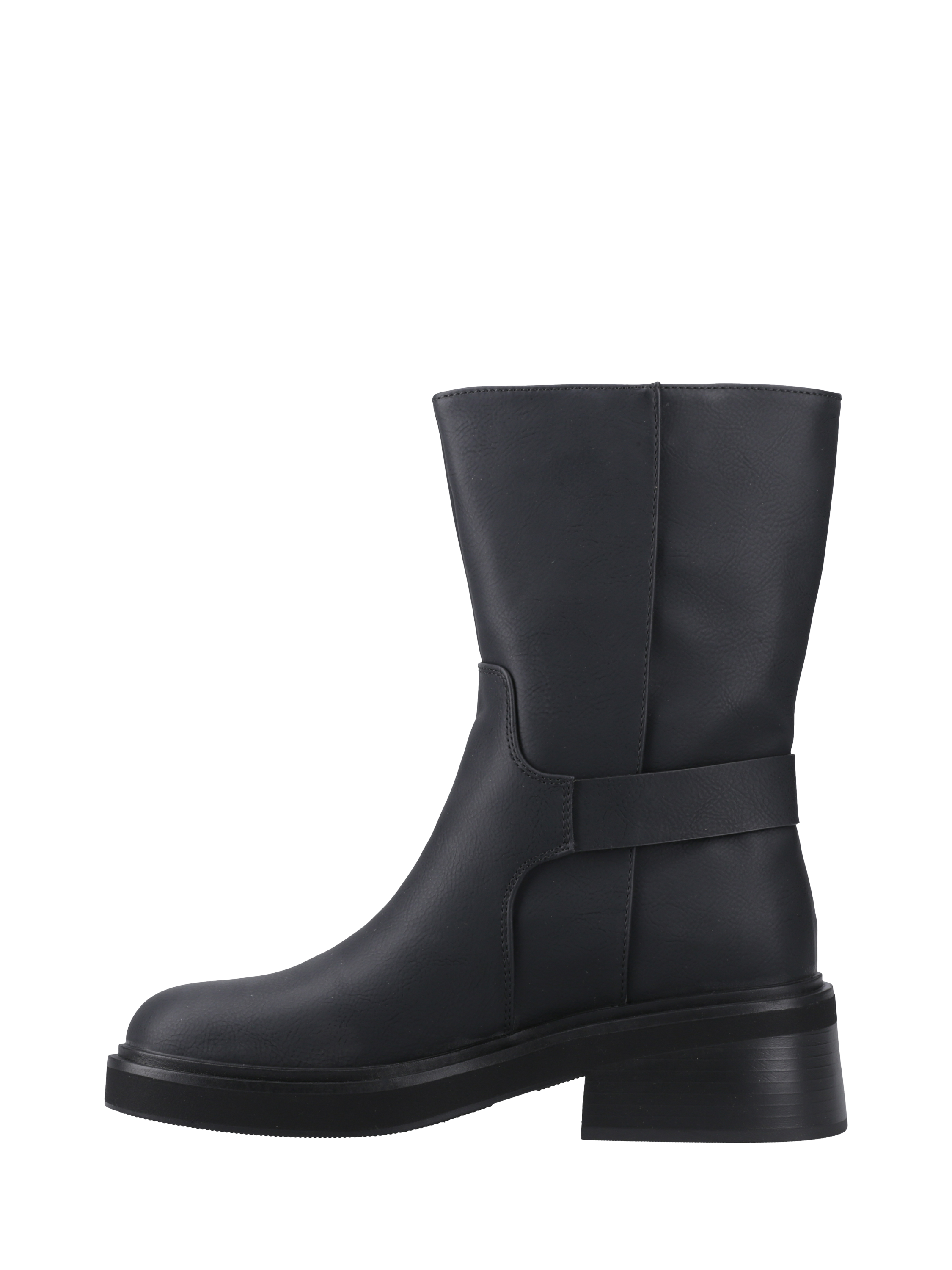Product image 5 of 5, which shows ONLY Butter Block Heel Calf Boots, Black, 3