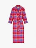 British Boxers Check Brushed Cotton Dressing Gown, Coral