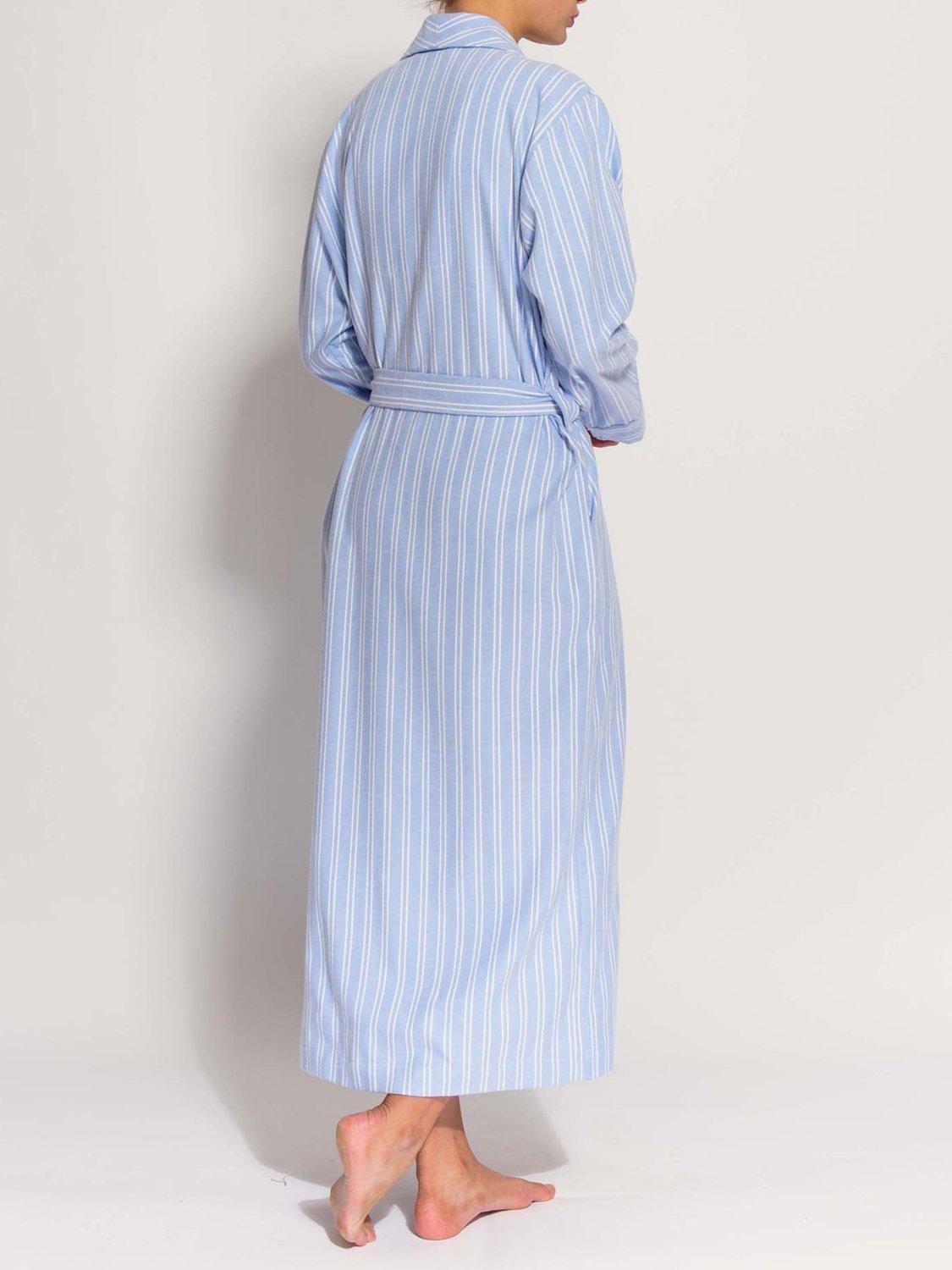 Product image 5 of 7, which shows British Boxers Westwood Stripe Brushed Cotton Dressing Gown, Blue, XS