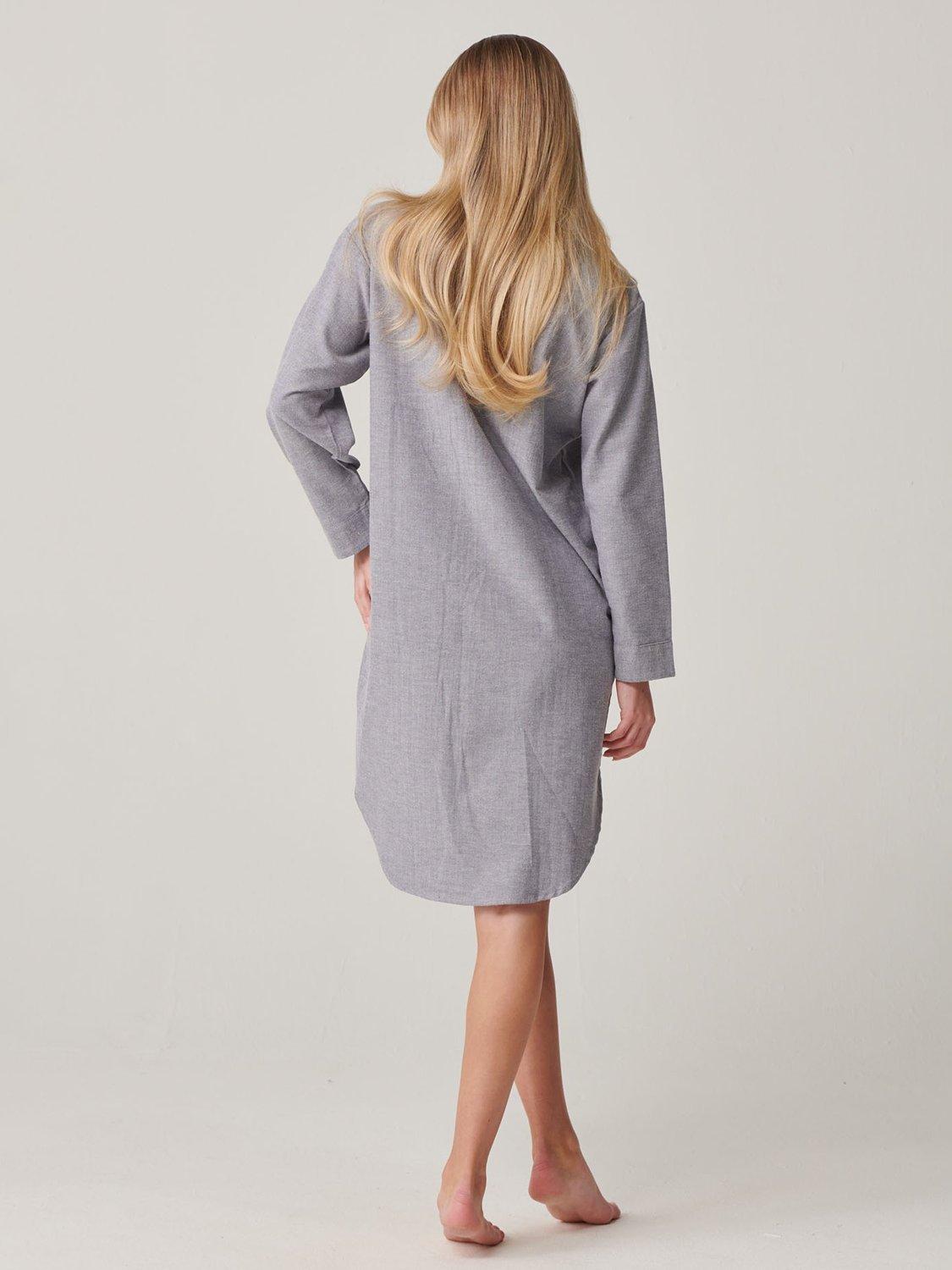 Product image 4 of 5, which shows British Boxers Herringbone Brushed Cotton Nightshirt, Ash Grey, XS