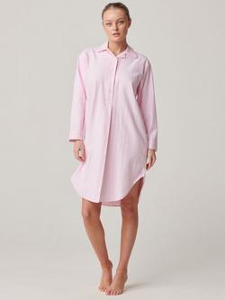 British Boxers Stripe Brushed Cotton Nightshirt, Pink