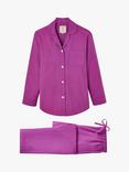 Herringbone Brushed Cotton Pyjama Set, Fuchsia Pink