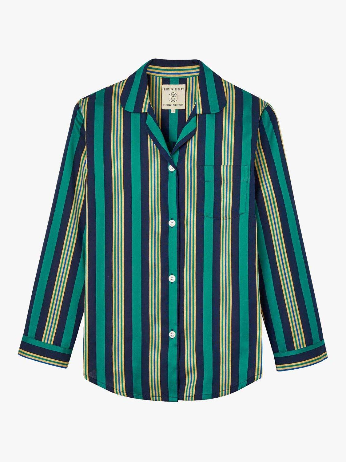 Product image 4 of 5, which shows British Boxers Regimental Stripe Pyjama Set, Jade, S