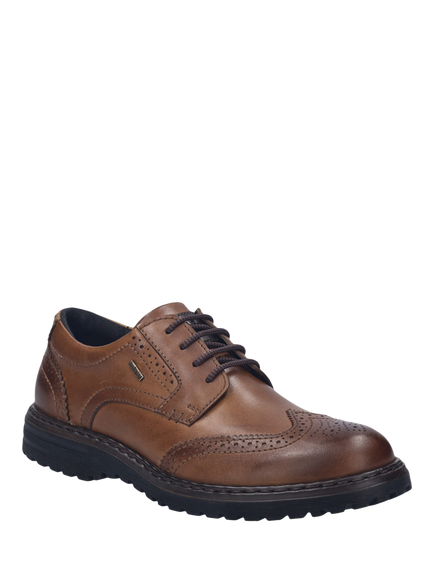 Josef Seibel Erroll 59 Brogue Detail Leather Shoes, Cognac - view 2, Cognac