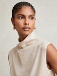 Reiss Harper Wool Funnel Neck Sleeveless T-Shirt, Stone Neutral