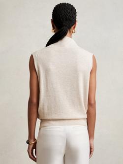 Reiss Harper Wool Funnel Neck Sleeveless T-Shirt - view 2, Stone Neutral