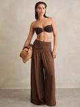 Reiss Lola Tailored Wide Leg Trousers, Brown